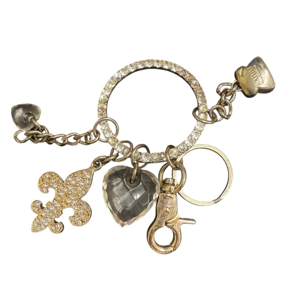 Kathy Van Zeeland Gold Tone Purse Charm Key Chain Ring